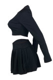 Pink Casual Solid Color Basic O Neck Long Sleeve Two Pieces