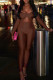 Brown Casual Solid Color Patchwork Backless Off Shoulder Skinny Jumpsuits