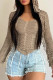 Brown Sexy Solid Color Patchwork Hooded Tops