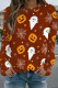 Orange Casual Street Graffiti Print Contrast O Neck Tops