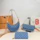 The cowboy blue Casual Street Letters Patchwork Chains Contrast Bags