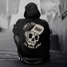 Black LIFE'S TOO SHORT TO GIVE A SHIT PRINTED MEN'S HOODIE