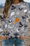 Apricot Casual Street Graffiti Print Contrast O Neck Tops