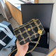 Black Casual Street Stripe Metal Accessories Trim Weave Contrast Bags