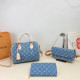 The cowboy blue Casual Daily Letters Distressed Patchwork Contrast Bags