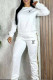 White Casual Letters Patchwork O Neck Long Sleeve Two Pieces