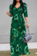 Green Casual Print Patchwork V Neck Long Dresses