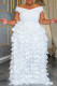White Casual Solid Color Patchwork V Neck Long Plus Size Dresses