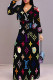 Black Casual Letters Patchwork Strap Design V Neck Long Dresses