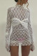 White Sexy Solid Color Patchwork Ruched Half A Turtleneck Wrapped Skirt Dresses