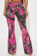 Pink Casual Print Buttons Patchwork Zipper Boot Cut Mid Waist Speaker Full Print Bottoms