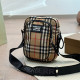 Khaki Casual Street Plaid Letters Patchwork Zipper Contrast Bags