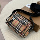 Khaki Casual Vacation Plaid Patchwork Zipper Contrast Bags