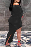 Red Sexy Solid Color Patchwork Ruched Off Shoulder Wrapped Skirt Dresses