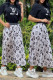 Black Elegant Letters Patchwork Contrast O Neck Short Sleeve Two Pieces