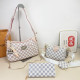 White Casual Street Plaid Patchwork Chains Zipper Contrast Bags