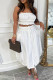 White Sexy Solid Color Patchwork Backless Ruched Strap Design Strapless Sleeveless Two Pieces