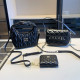 Black Casual Daily Letters Metal Accessories Trim Ruched Zipper Bags