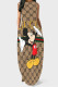 Dark Khaki Elegant Print Patchwork O Neck Long Dresses