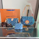 The cowboy blue Casual Street Letters Patchwork Zipper Contrast Bags