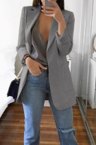 Grey Casual Long Sleeves Suit Jacket