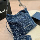 The cowboy blue Casual Street Letters Distressed Draw String Metal Accessories Trim Bags