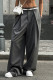 Grey Casual Solid Color Lace Patchwork Loose Mid Waist Wide Leg Patchwork Bottoms