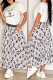 White Elegant Letters Patchwork Contrast O Neck Short Sleeve Two Pieces