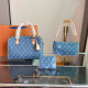 The cowboy blue Casual Daily Letters Patchwork Zipper Contrast Bags
