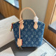The cowboy blue Casual Street Letters Distressed Zipper Bags
