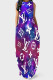 Blue Purple Elegant Letters Pocket Patchwork O Neck Long Dresses