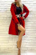 Red Casual Print Patchwork Cardigan Collar Outerwear