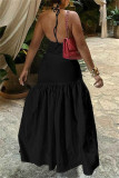 White Sexy Solid Color Backless Belted Spaghetti Strap Sleeveless Two Pieces