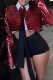 Red Street Solid Color Patchwork Cardigan Collar Outerwear
