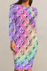 Purple Casual Daily Letter Print Contrast O Neck Printed Dresses