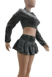 Pink Casual Solid Color Patchwork Turndown Collar Long Sleeve Two Pieces