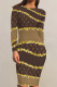 Dark Brown Casual Daily Letter Print Contrast O Neck Printed Dresses