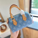 Blue Casual Letters Distressed Zipper Contrast Bags