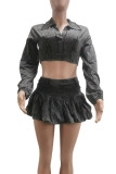 Pink Casual Solid Color Patchwork Turndown Collar Long Sleeve Two Pieces