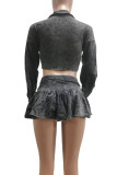 Pink Casual Solid Color Patchwork Turndown Collar Long Sleeve Two Pieces