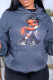 Dark Gray Casual Print Draw String Pocket Patchwork Hooded Tops
