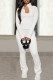 White Casual Solid Color Basic Zipper Collar Long Sleeve Two Pieces