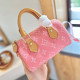 Pink Casual Letters Distressed Zipper Contrast Bags