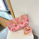 Pink Casual Street Letters Chains Contrast Embossed Bags