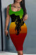 Green Casual Print Basic U Neck Vest Dresses