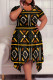 Black Yellow Casual Print Patchwork O Neck Irregular Plus Size Dresses