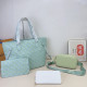 Turquoise Casual Street Letters Zipper Contrast Embossed Bags
