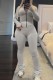 Grey Casual Solid Color Basic Zipper Collar Long Sleeve Two Pieces