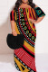 Black Green Casual Print Patchwork Off Shoulder Long Plus Size Dresses