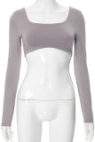 White Solid Color Patchwork U Neck Tops